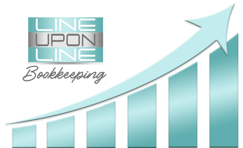 Line upon line logo with arrow and graph